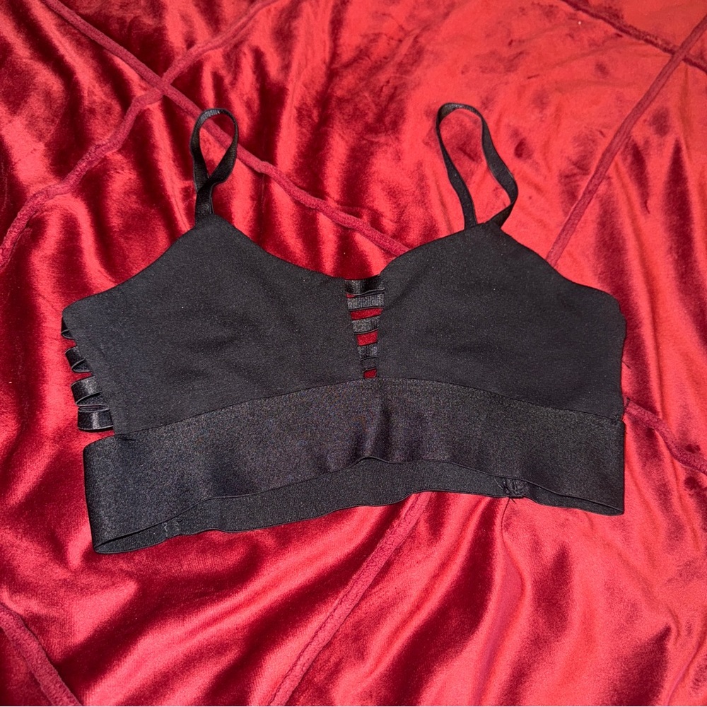 BEBE Black Strappy Cageback Bralette MADE IN USA